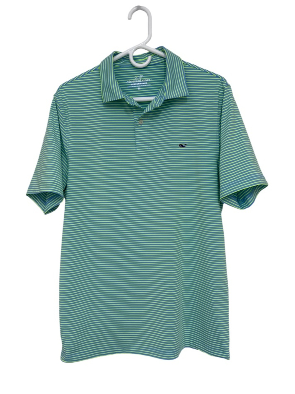Vineyard Vines Green Striped Performance Polo Men’s Medium
